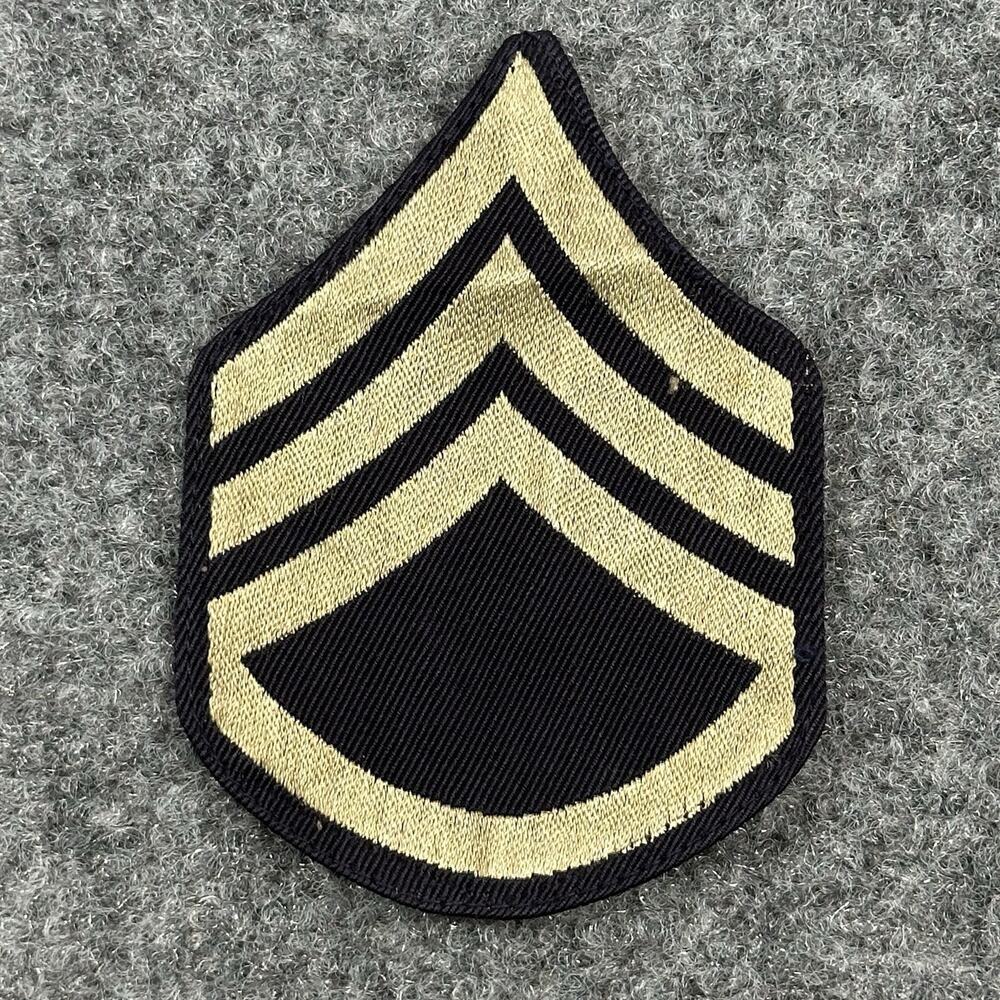 WWII US Army Staff Sergeant Enlisted Rank Patch INV9036 Military Vintage Black
